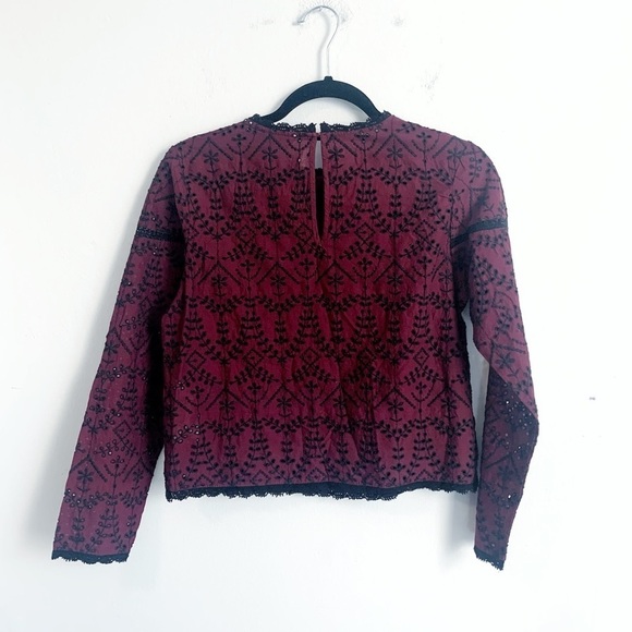 Zara Eyelet Embroidered Long Sleeve Blouse - Picture 7 of 7